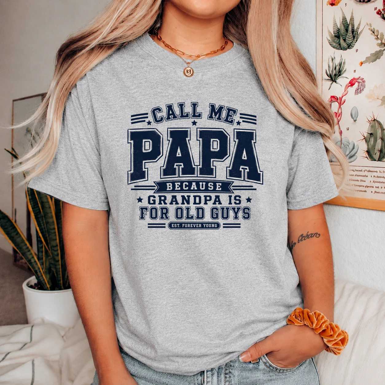Varsity Papa Shirt Funny Family Sports Style Tee for Cool Grandfathers