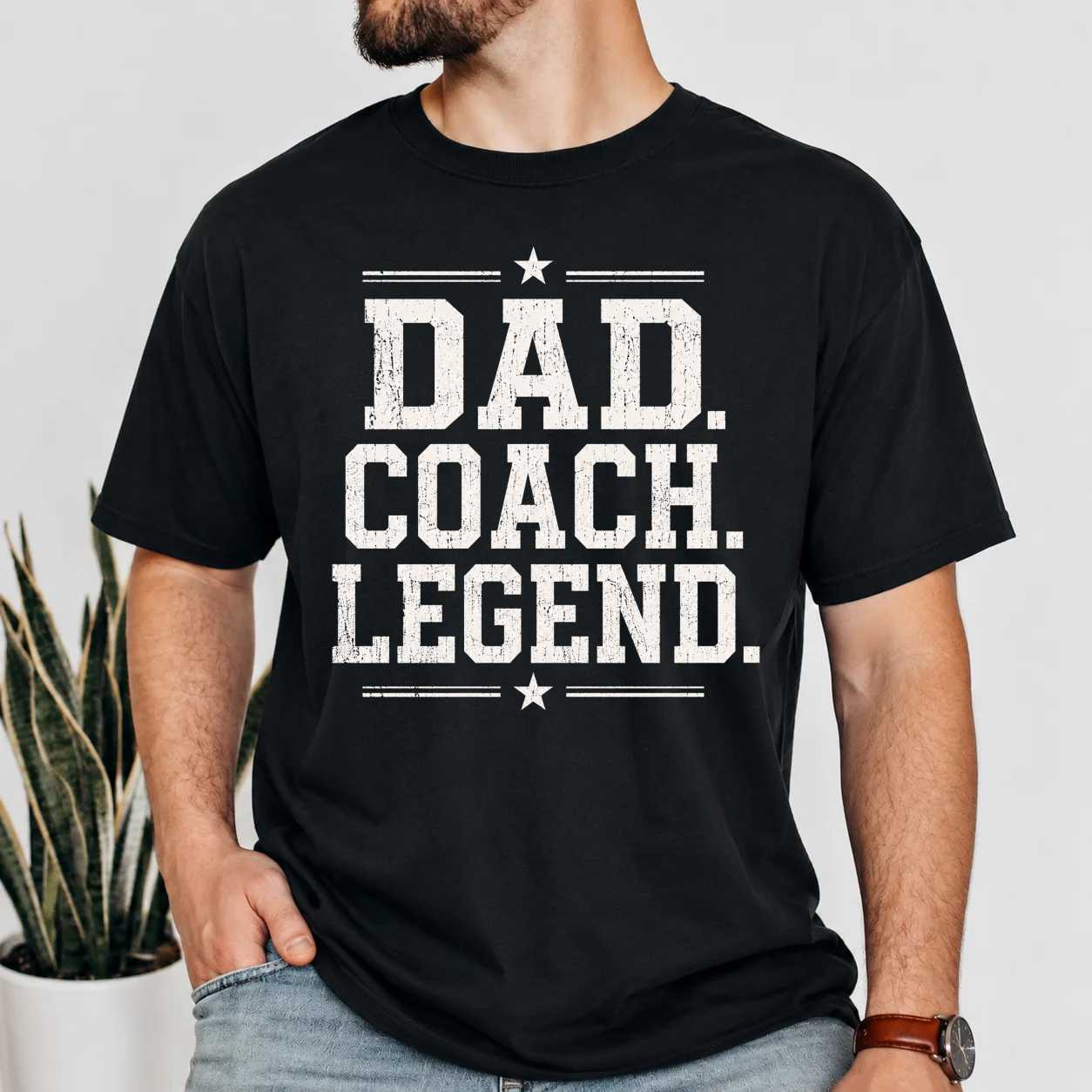 Dad Coach Legend T-Shirt for Sports Dads and Youth Coaches Premium Cotton Graphic Tee