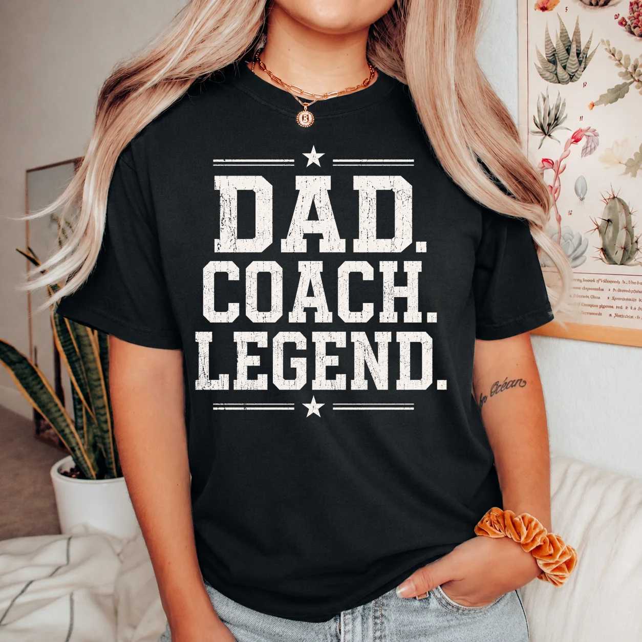 Dad Coach Legend T-Shirt for Sports Dads and Youth Coaches Premium Cotton Graphic Tee