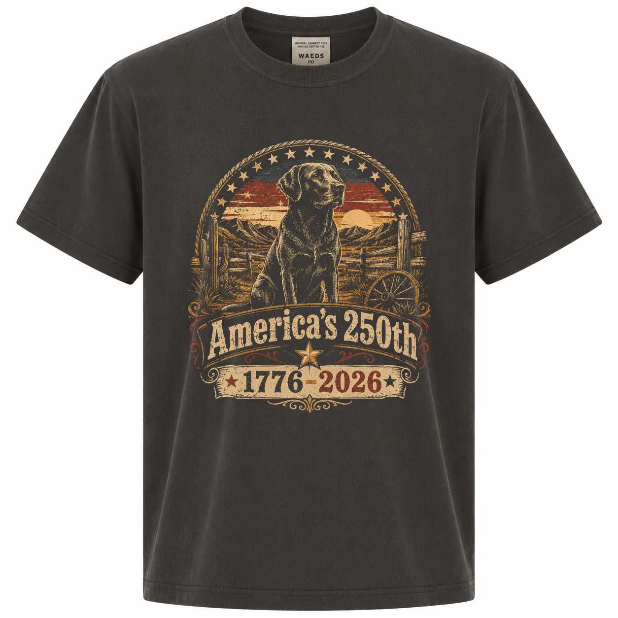 Western Labrador Shirt America 250 Freedom Celebration 1776-2026 Patriotic Dog Lover Graphic T-Shirt