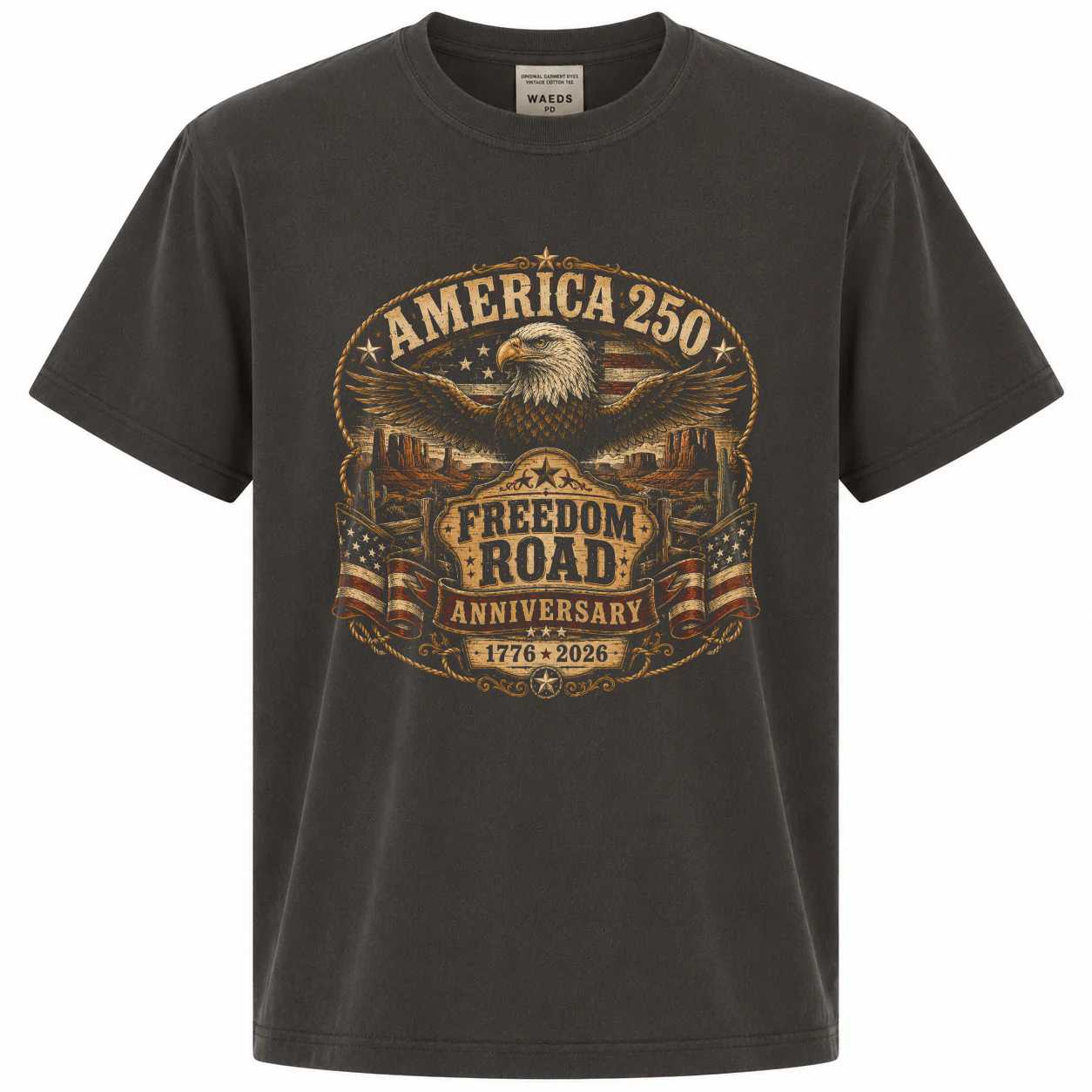 Western Patriotic Freedom Road T-Shirt America 250 Anniversary Rustic Eagle Graphic Tee for Men and Women