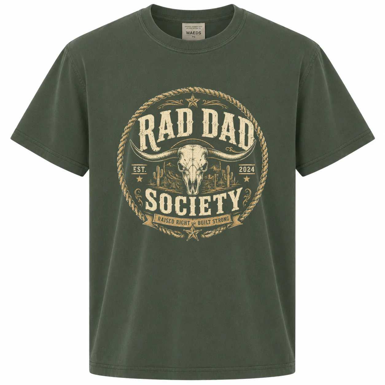 Western Rad Dad Society T-Shirt for Fathers, Rustic Country Graphic Tee Father's Day Gift