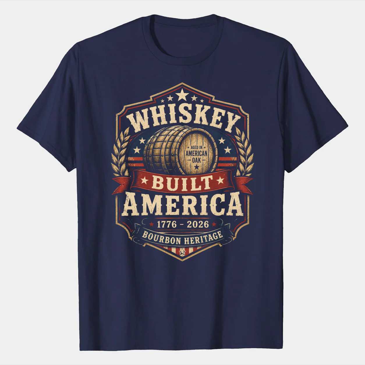 Whiskey Patriotic Shirt Bold Americana Badge Bourbon Heritage Graphic Men's T-Shirt