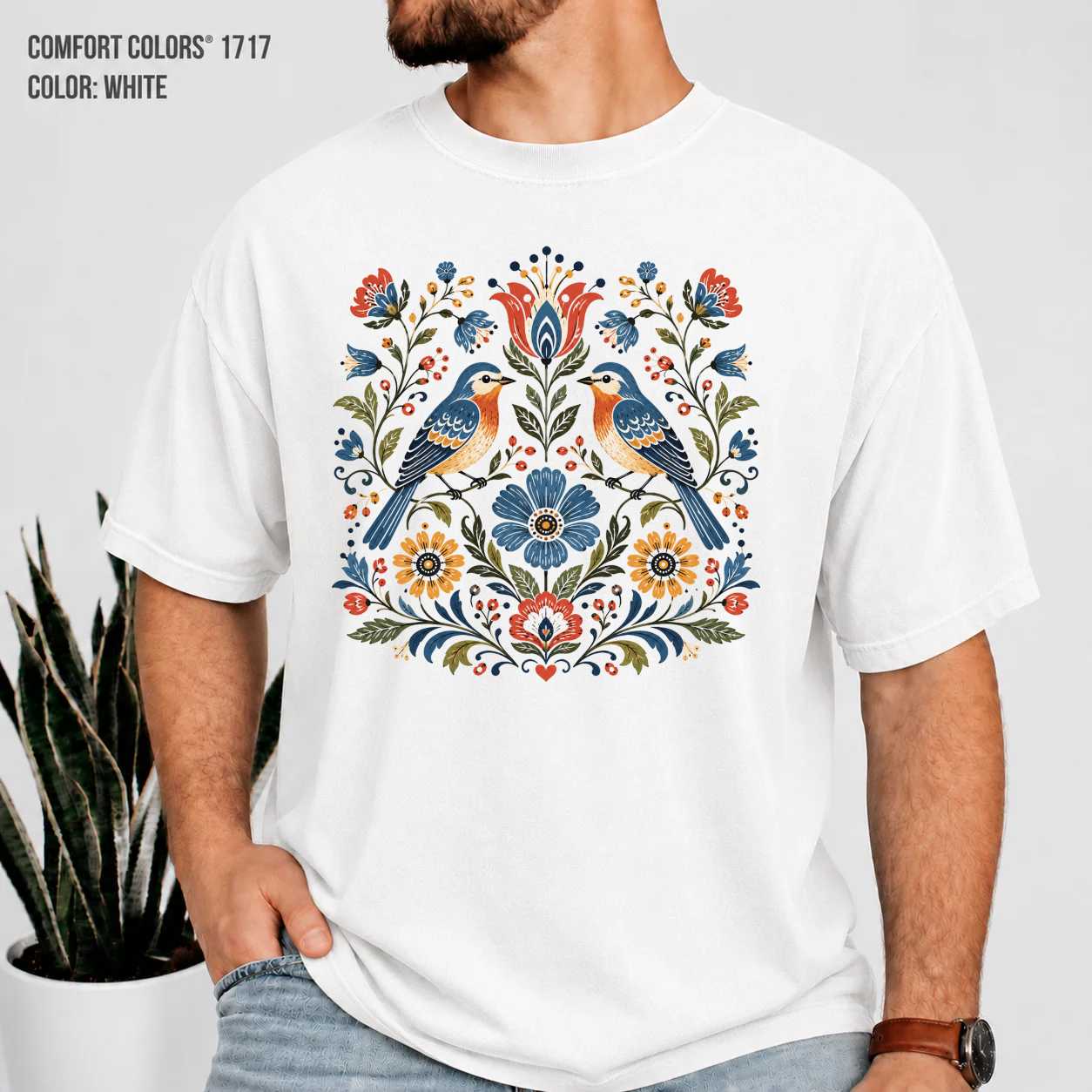 Nature T-Shirt for Adults - Colorful Floral Bird Design, Nature Lovers Gift