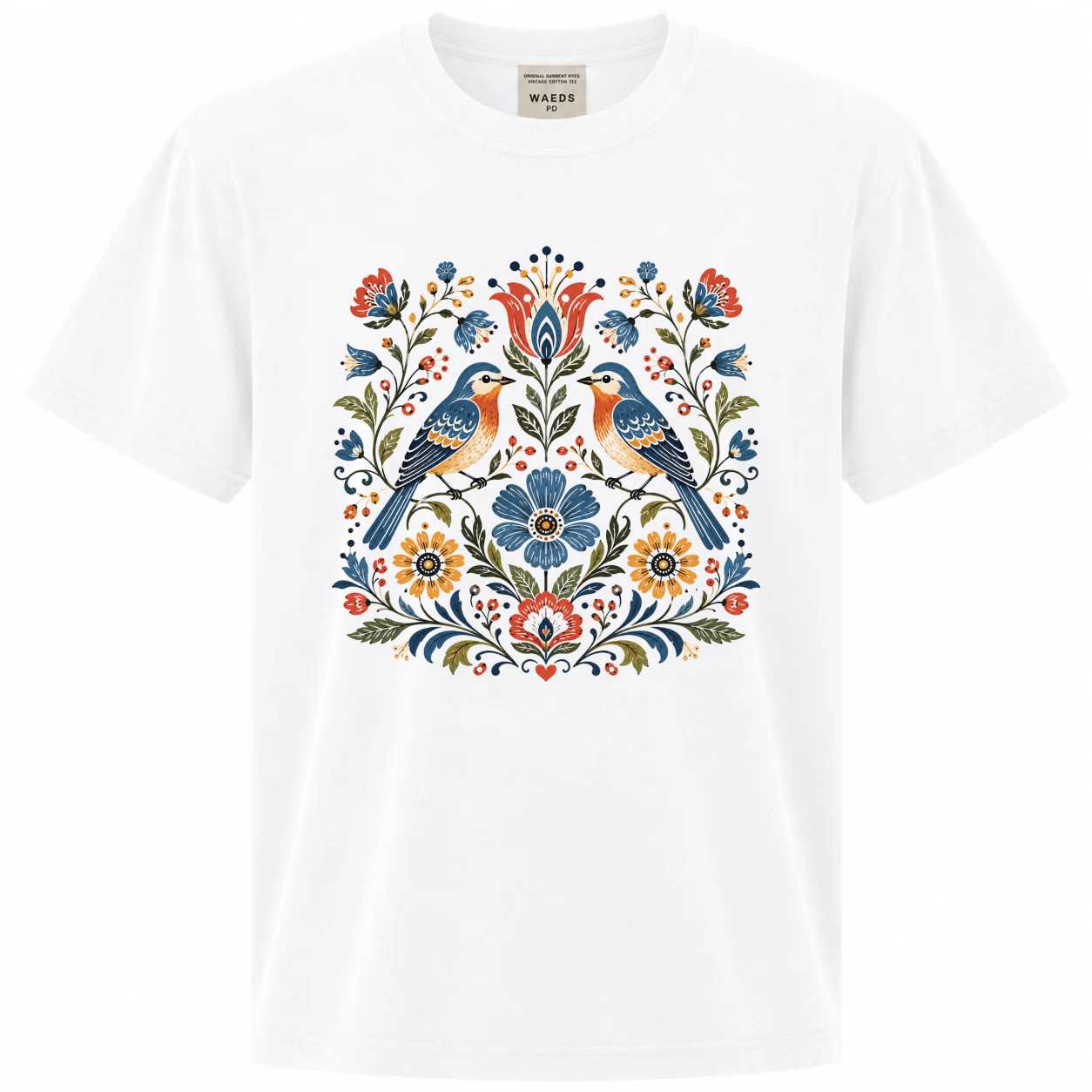 Nature T-Shirt for Adults - Colorful Floral Bird Design, Nature Lovers Gift