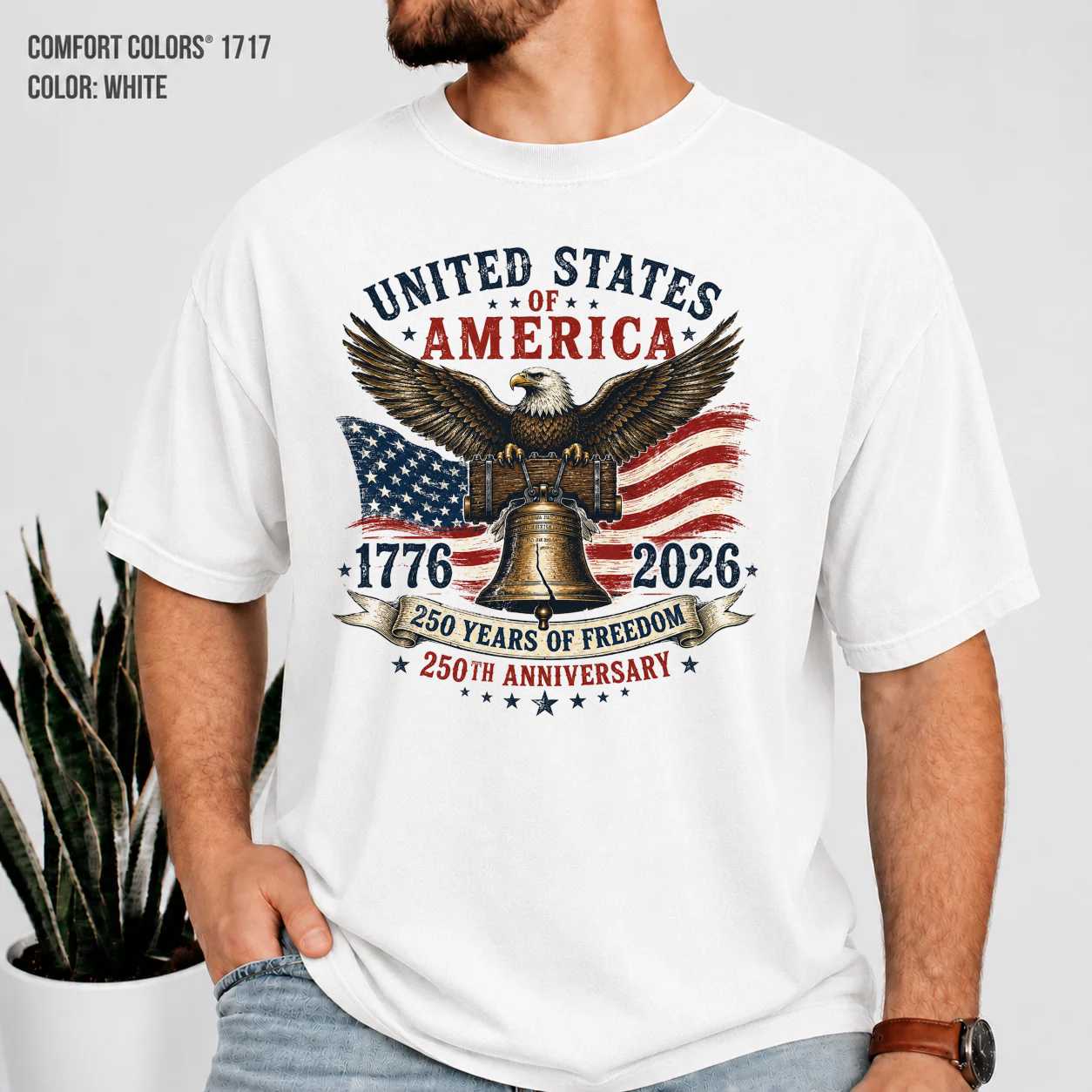 250 Years 1776-2026 Eagle Liberty Bell T-Shirt for Adults - Celebrate Freedom, Anniversary