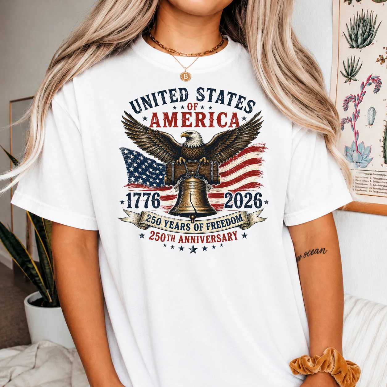 250 Years 1776-2026 Eagle Liberty Bell T-Shirt for Adults - Celebrate Freedom, Anniversary