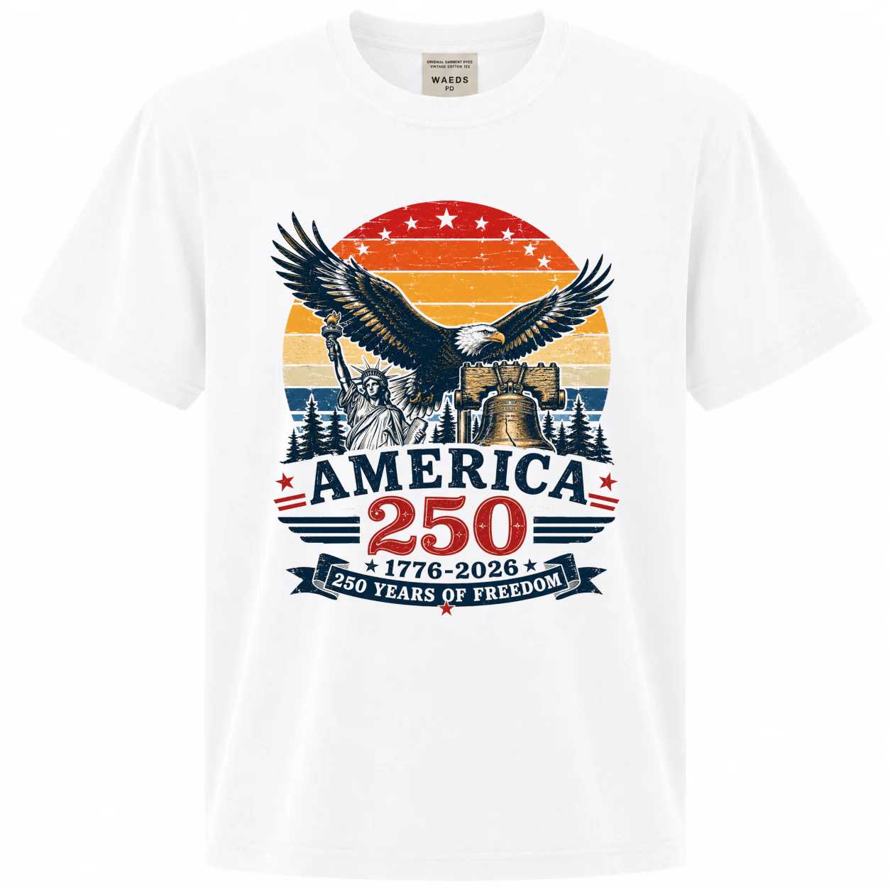 250 Years 1776-2026 Eagle Liberty Bell T-Shirt for Adults - Celebrate Freedom, Patriotic Design