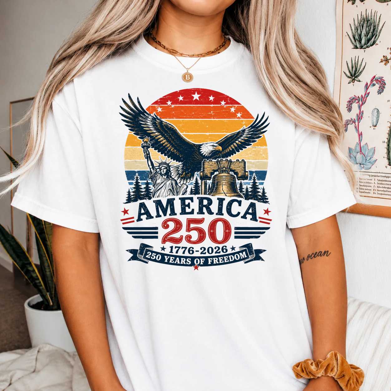 250 Years 1776-2026 Eagle Liberty Bell T-Shirt for Adults - Celebrate Freedom, Patriotic Design