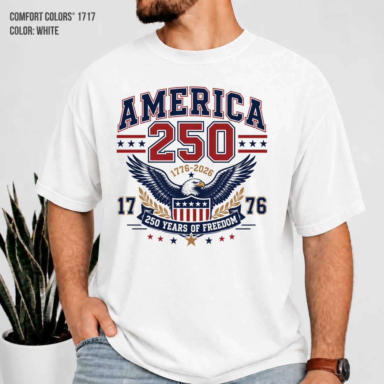 America 250 Years of Freedom T-Shirt for Adults Patriotic 1776-2026 Semiquincentennial Graphic Tee