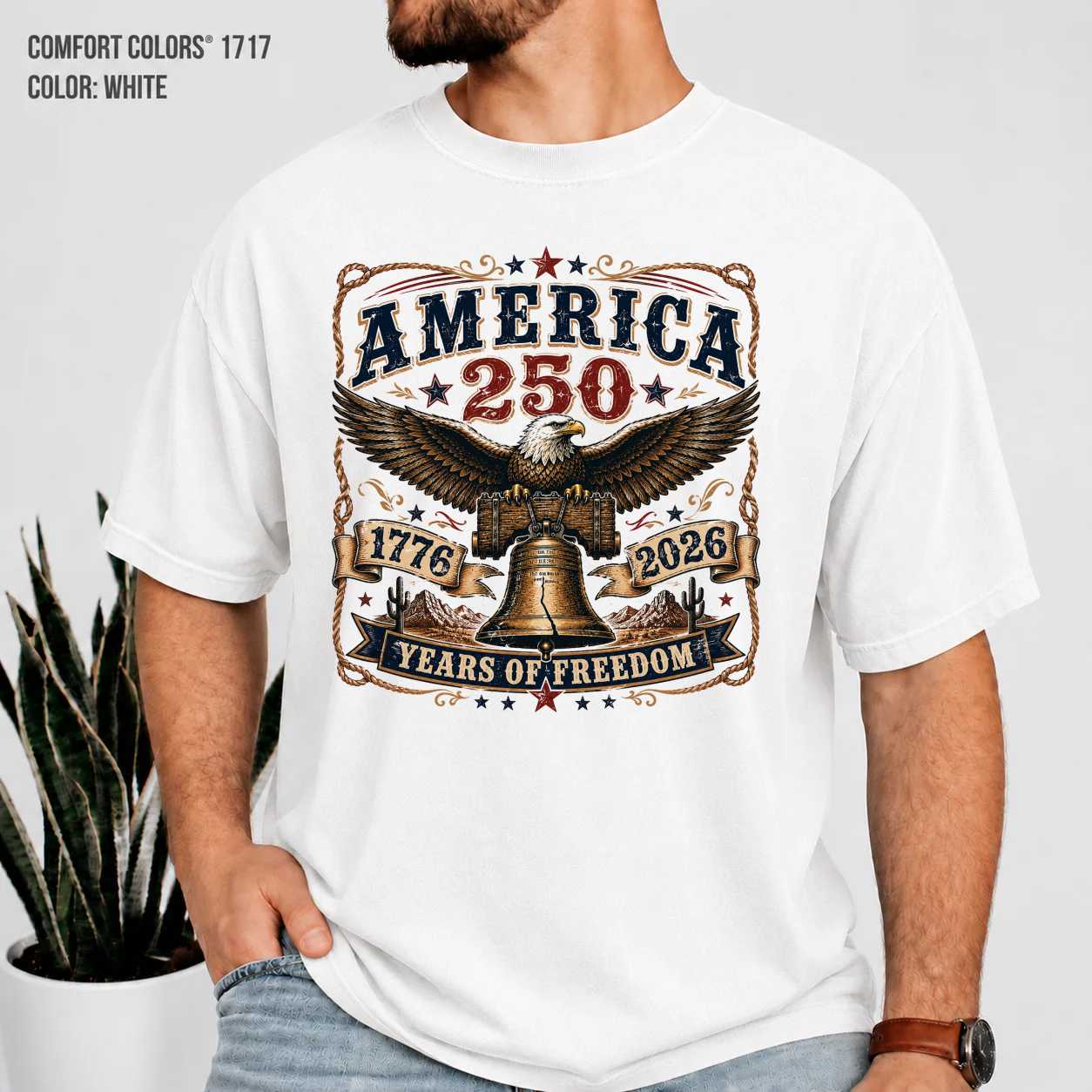 250 Years 1776-2026 Eagle Liberty Bell T-Shirt for Adults - Celebrate Freedom, Patriotic Design