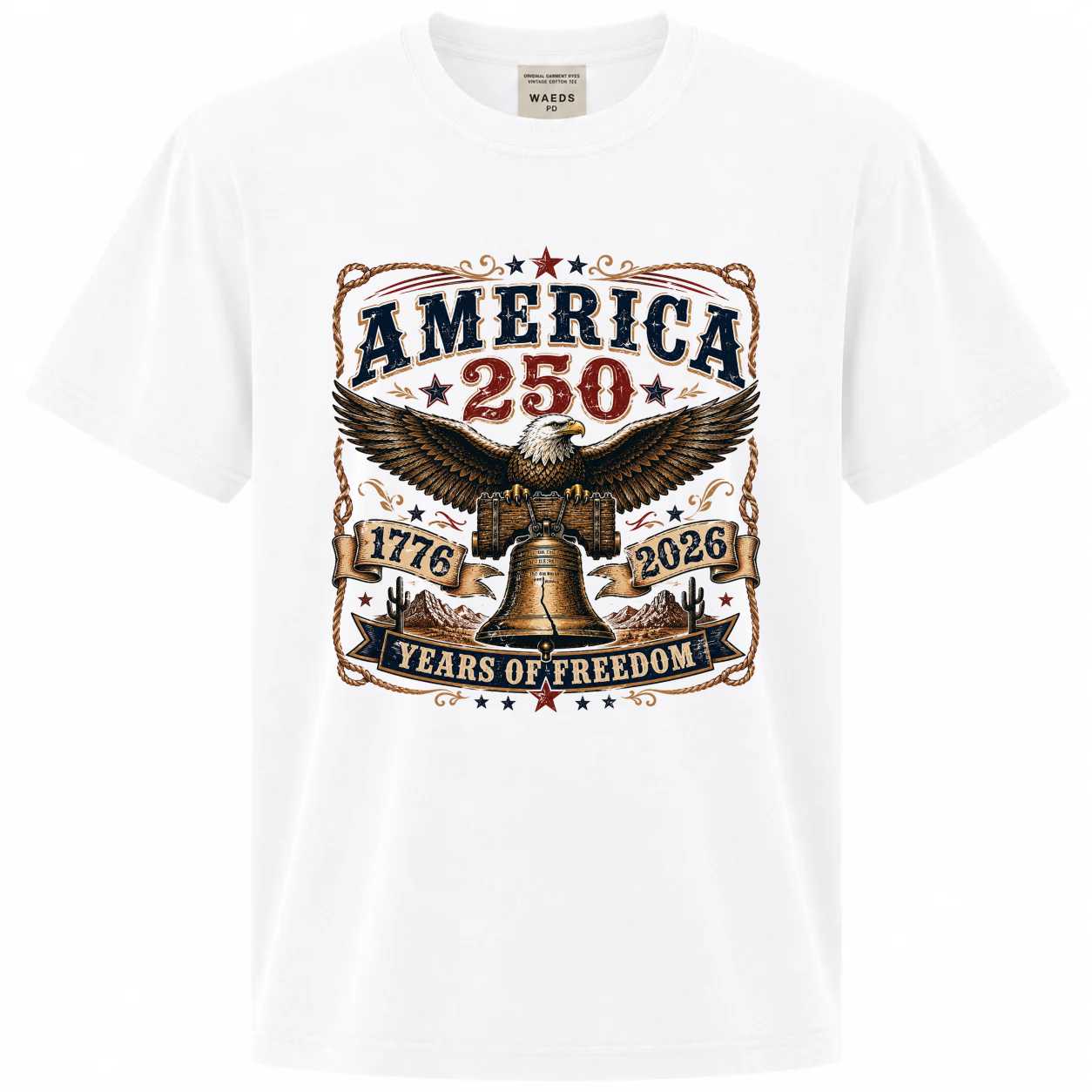 250 Years 1776-2026 Eagle Liberty Bell T-Shirt for Adults - Celebrate Freedom, Patriotic Design