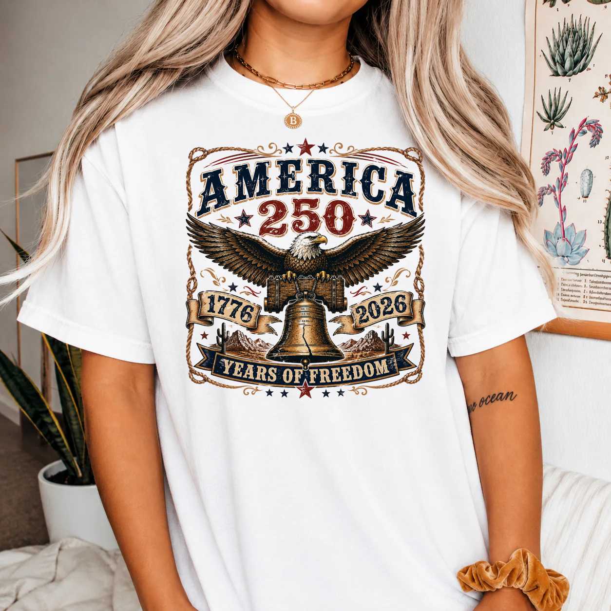 250 Years 1776-2026 Eagle Liberty Bell T-Shirt for Adults - Celebrate Freedom, Patriotic Design