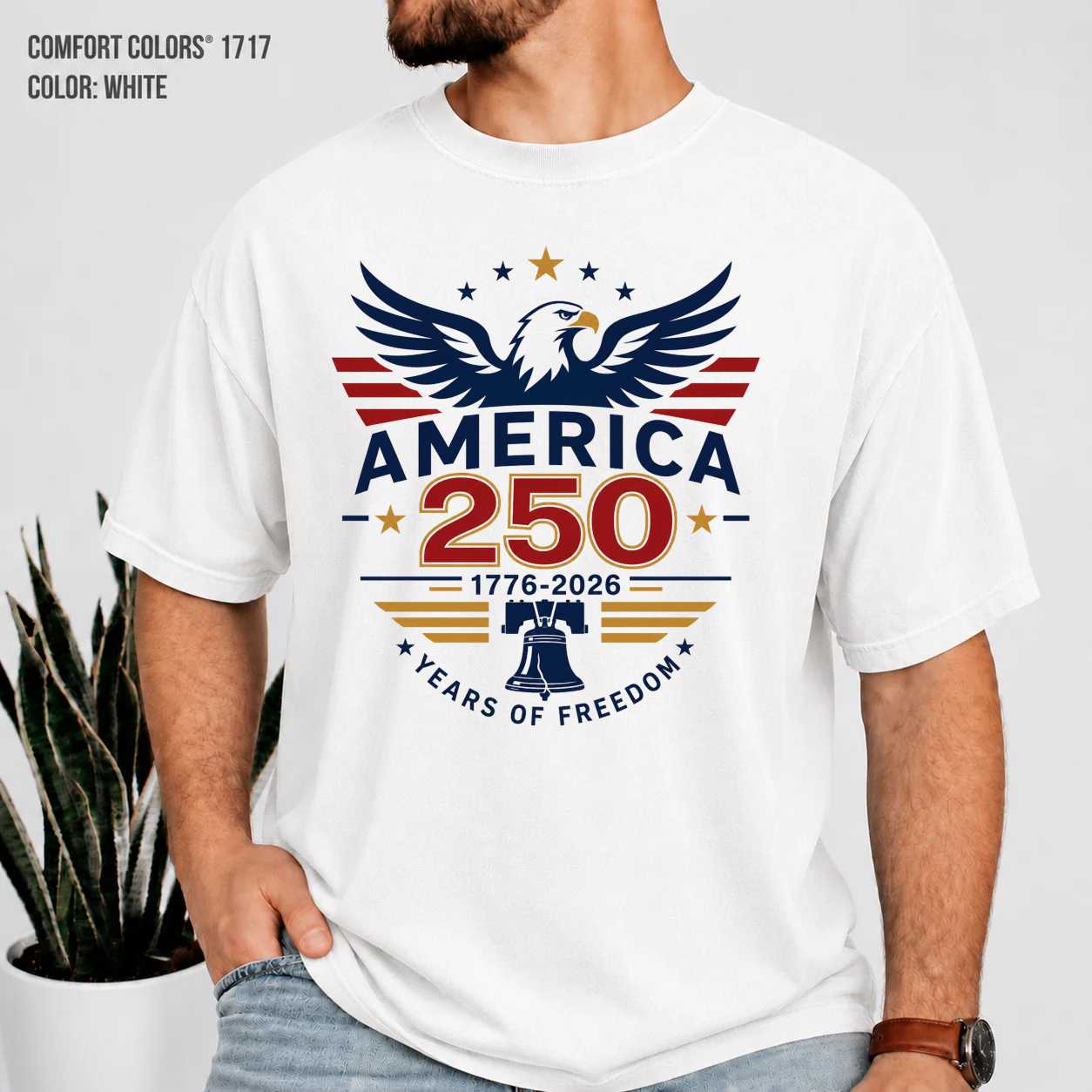 250 Years America Eagle Liberty Bell T-Shirt for Adults - Celebrate Freedom, Stylish Design