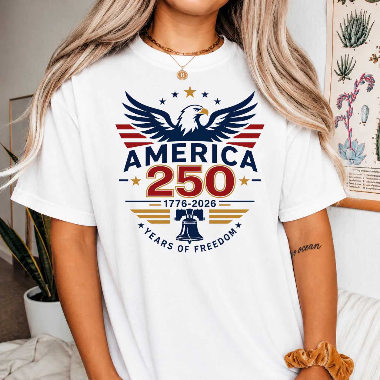250 Years America Eagle Liberty Bell T-Shirt for Adults - Celebrate Freedom, Stylish Design