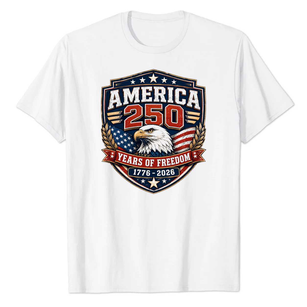 America 250 Years of Freedom T-Shirt for Patriotic Adults - Celebrate Independence, Stylish Design
