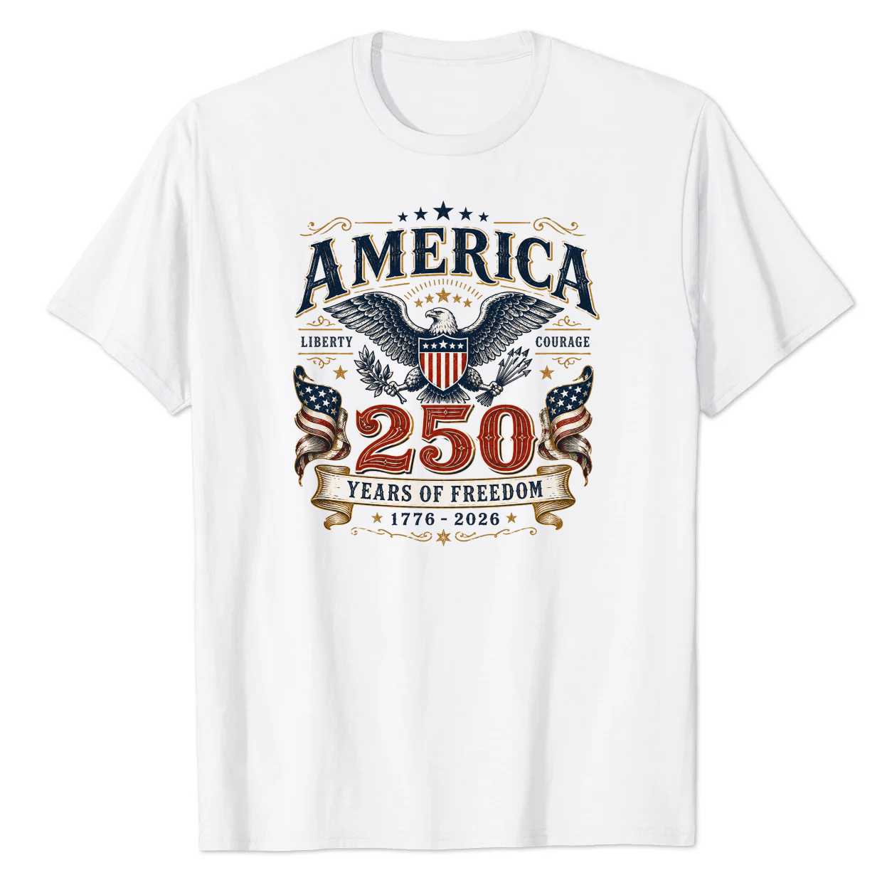 America 250 Years of Freedom Patriotic Eagle T-Shirt for Adults 1776-2026 Anniversary Tee
