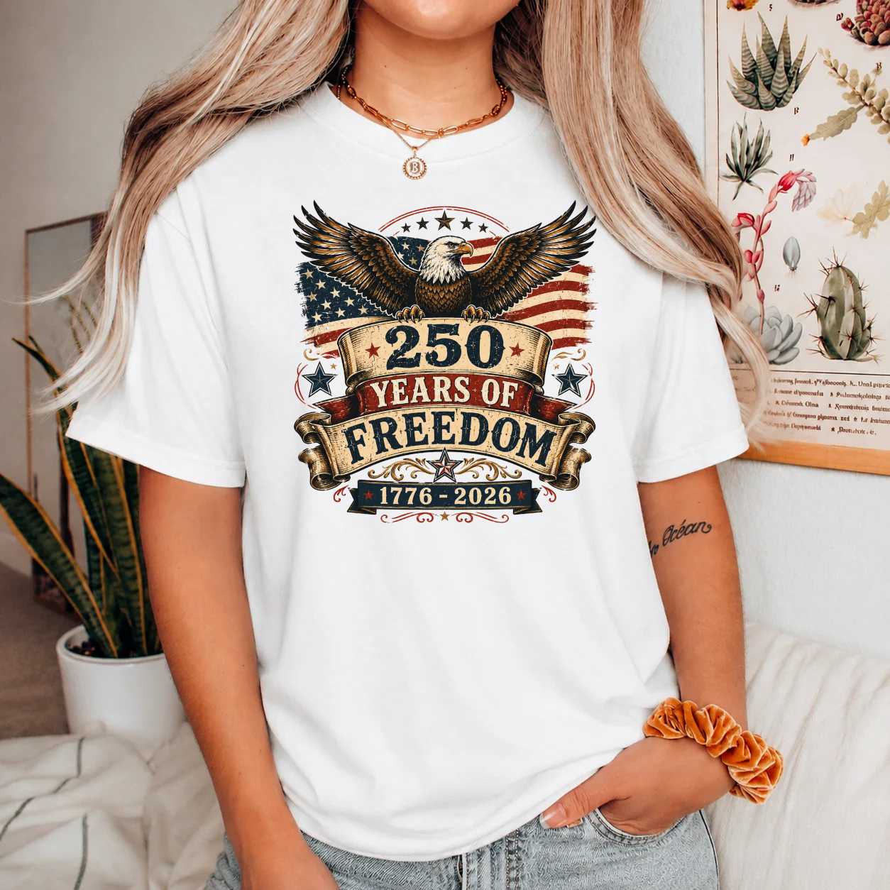 250 Years of Freedom Eagle T-Shirt for Patriotic Adults - Celebrate 1776-2026, Unique Design