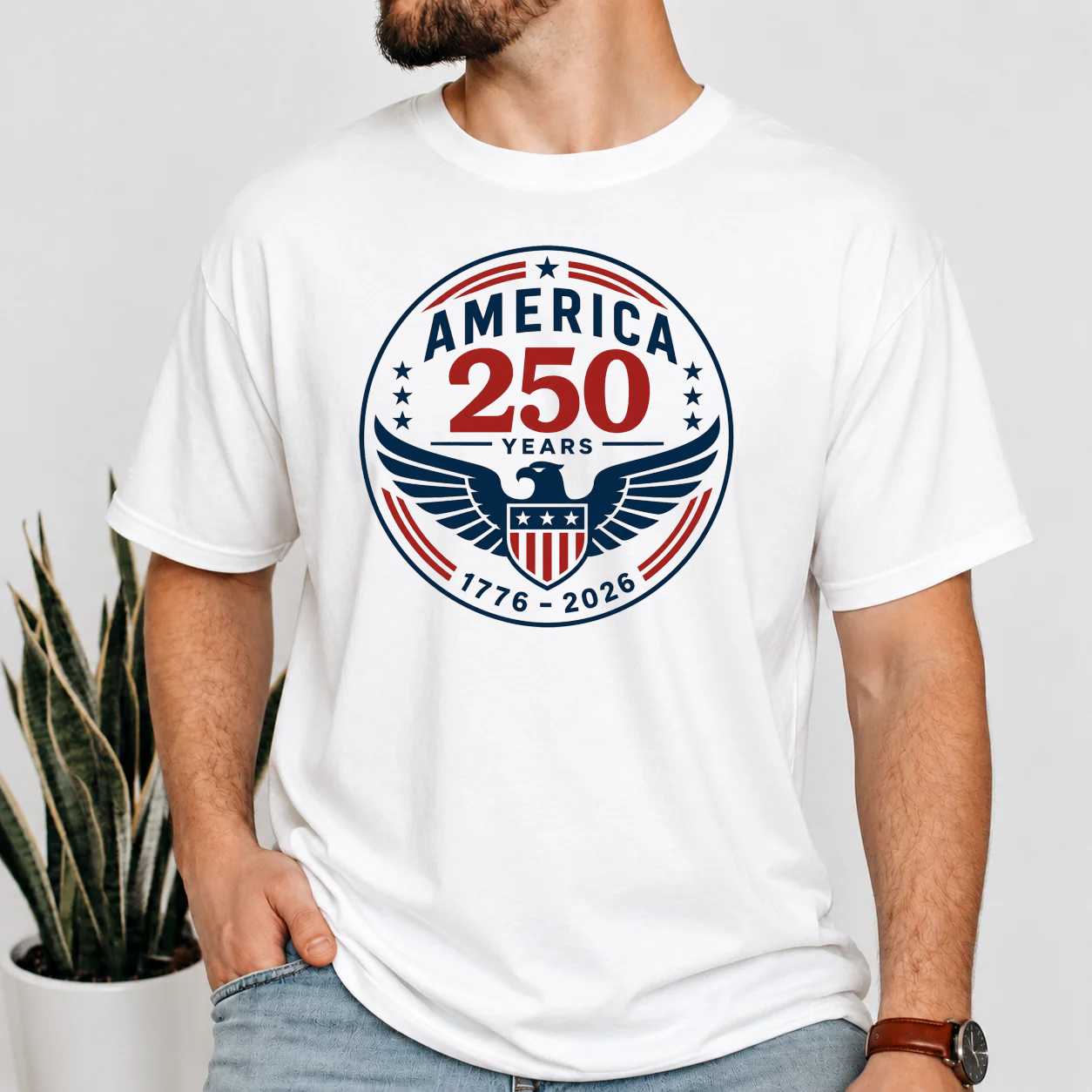 America 250 Years 1776-2026 Patriotic Eagle T-Shirt for Men and Women Commemorative USA Graphic Tee