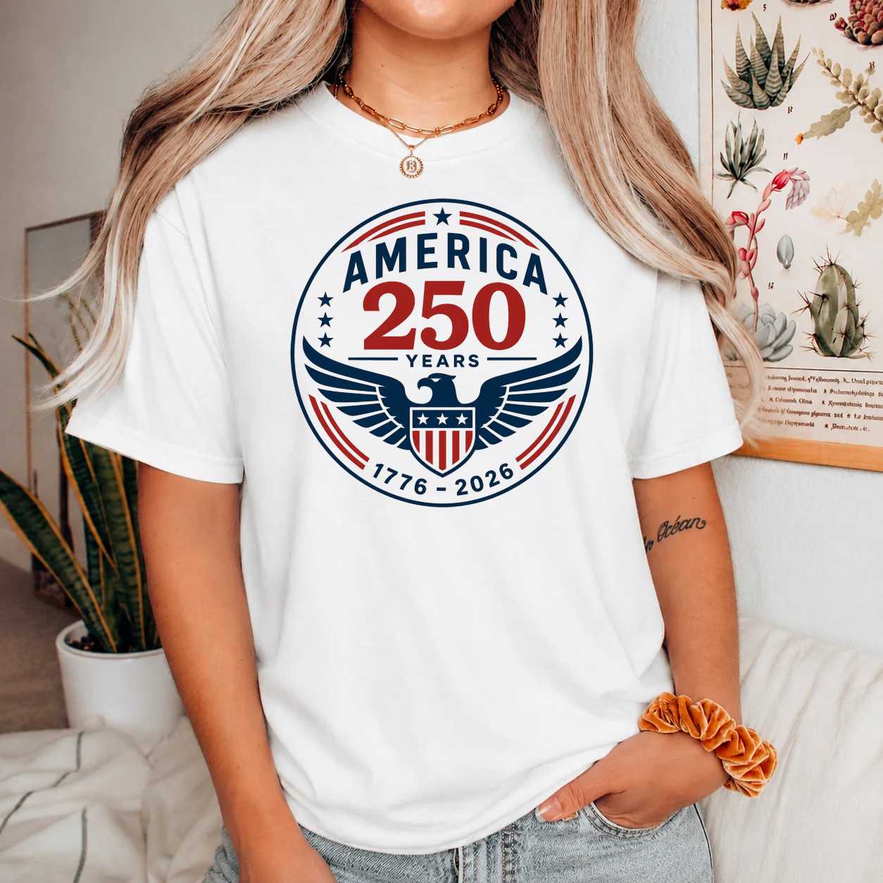 America 250 Years 1776-2026 Patriotic Eagle T-Shirt for Men and Women Commemorative USA Graphic Tee