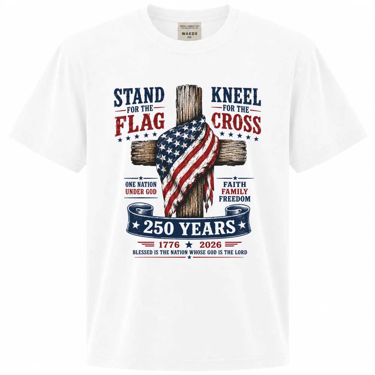 Stand for Flag Kneel for Cross Christian T-Shirt for Adults - Celebrate Faith and Freedom