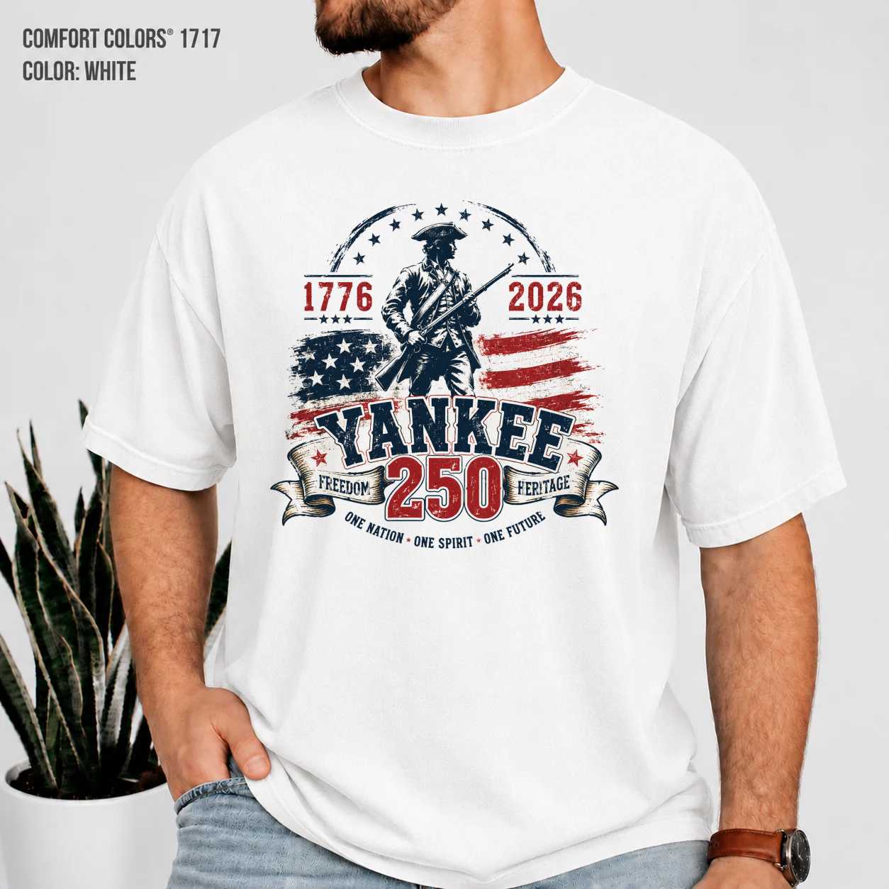 Yankee 250 American Heritage T-Shirt for Adults Patriotic 1776-2026 Semiquincentennial Tee