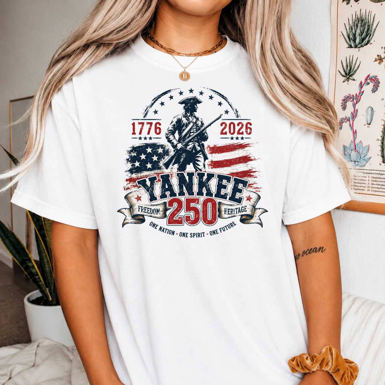 Yankee 250 American Heritage T-Shirt for Adults Patriotic 1776-2026 Semiquincentennial Tee