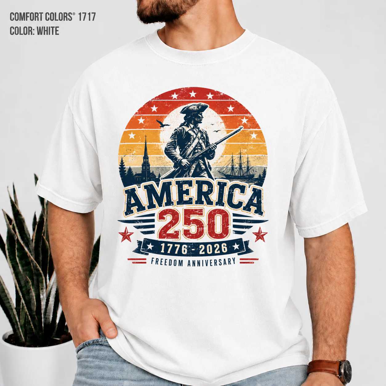 America 250 T-Shirt for Adults - Vintage Freedom Anniversary Design, Patriotic Appeal
