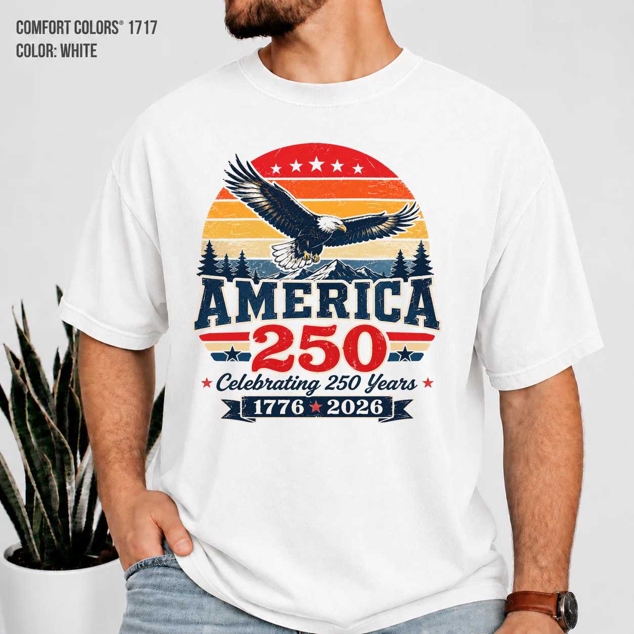 America 250 Celebrating 250 Years Patriotic Eagle T-Shirt for Men and Women 1776-2026 Anniversary Tee