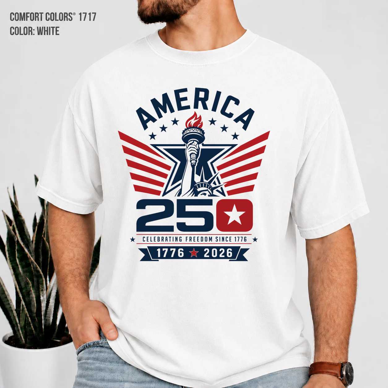 250 Years America Patriotic T-Shirt for Adults - Celebrate Independence Day, 4th of July Spirit