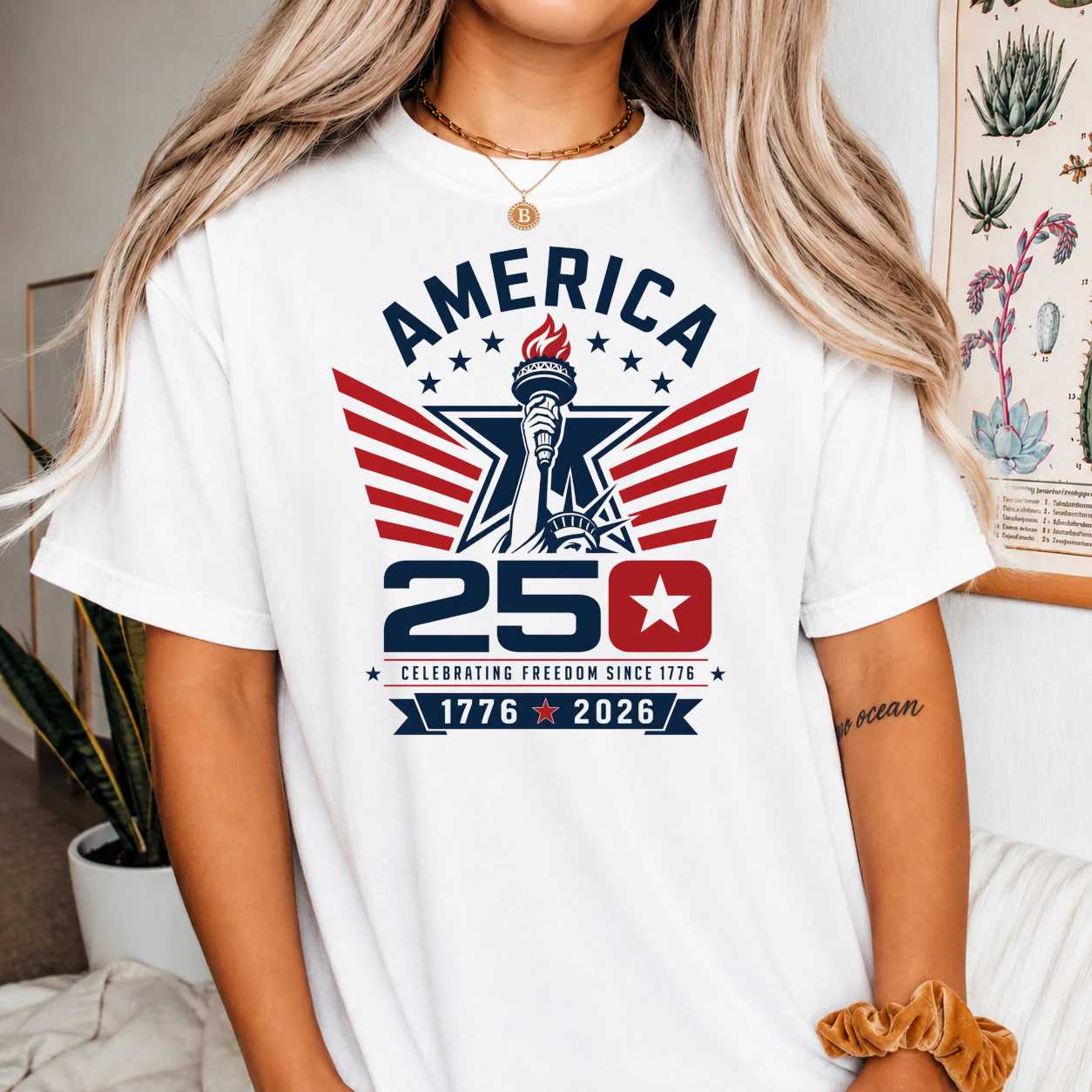 250 Years America Patriotic T-Shirt for Adults - Celebrate Independence Day, 4th of July Spirit