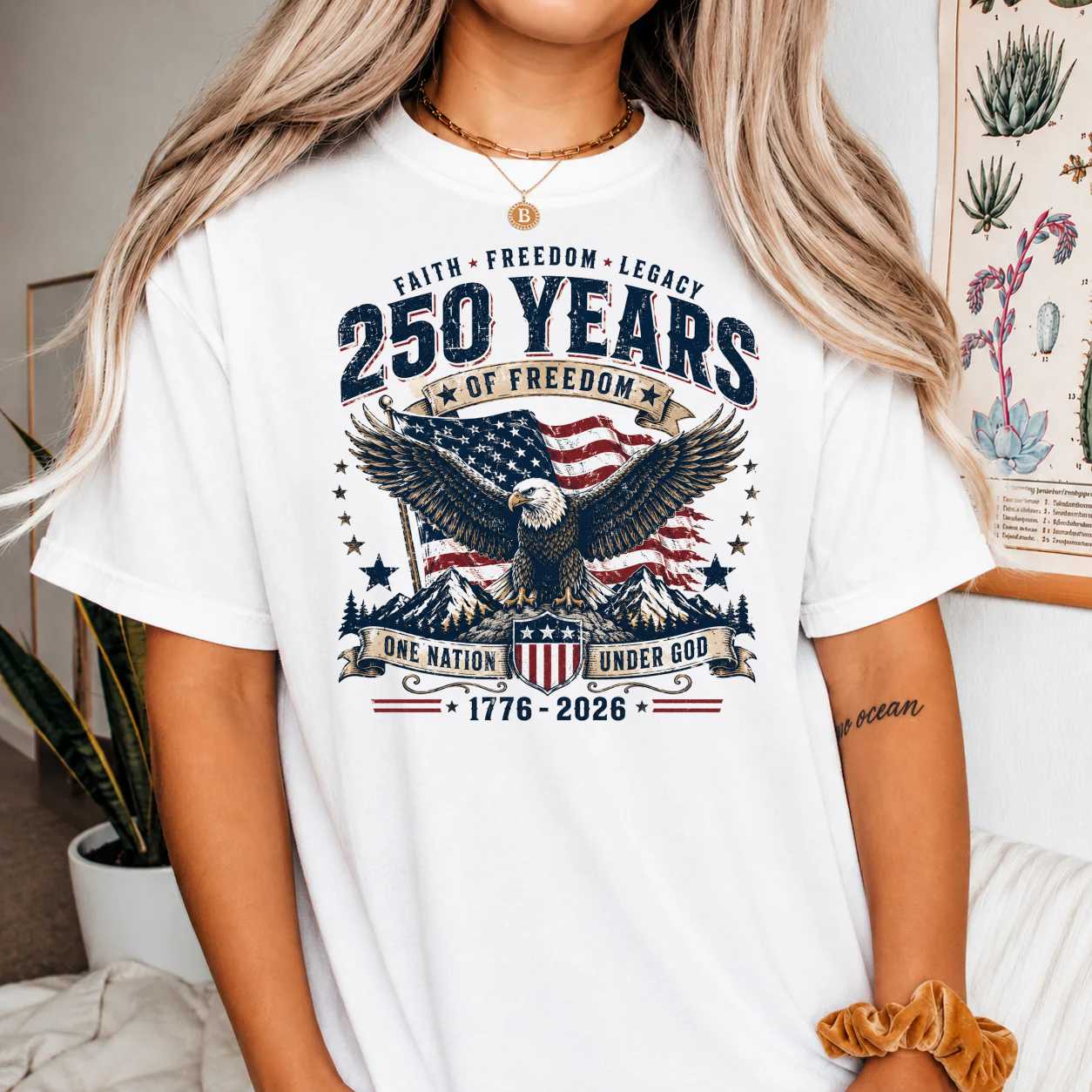 250 Years of Freedom Eagle T-Shirt for Adults - Celebrate Faith, Legacy
