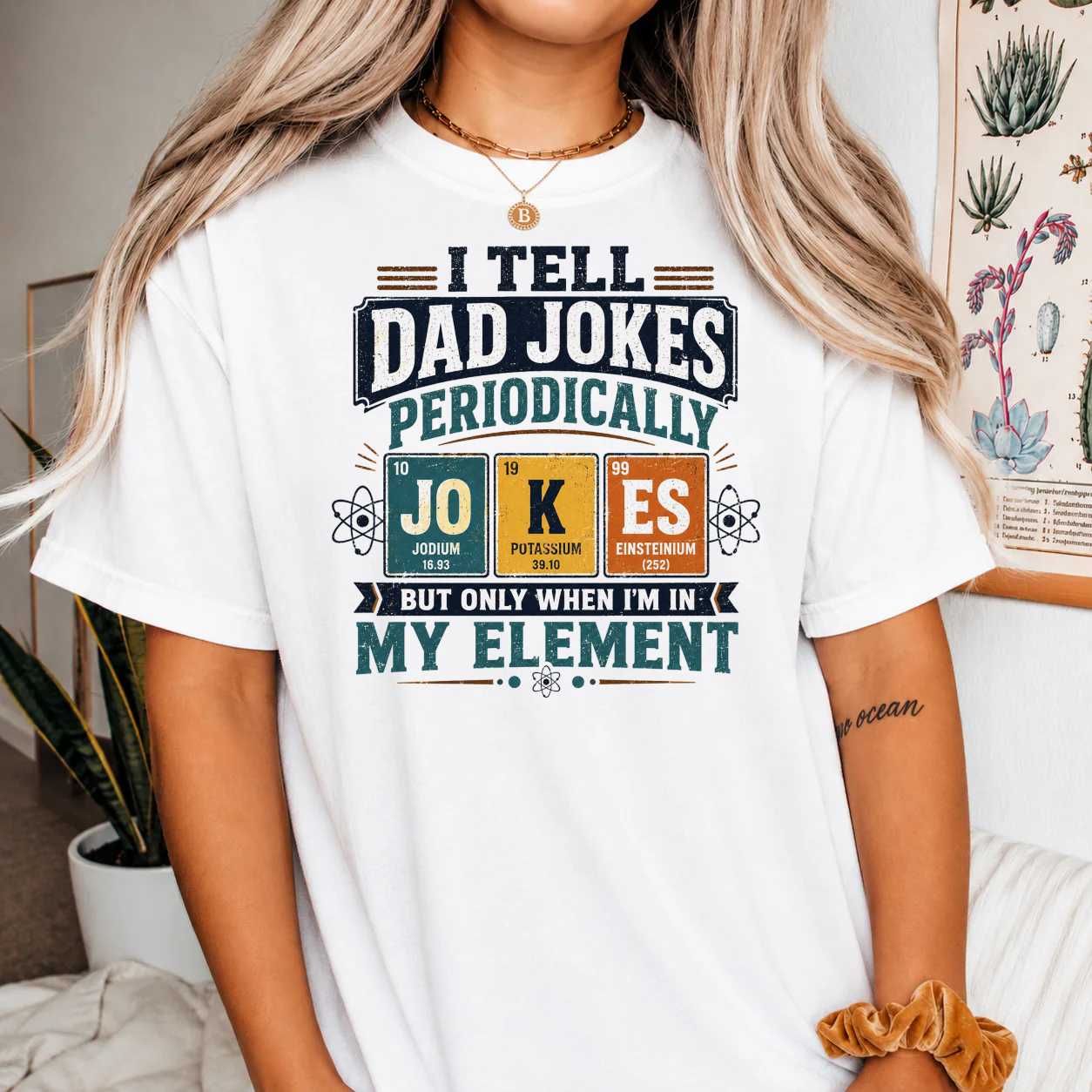 I Tell Dad Jokes Periodically Science Chemistry T-Shirt for Men Funny Father's Day Graphic Tee