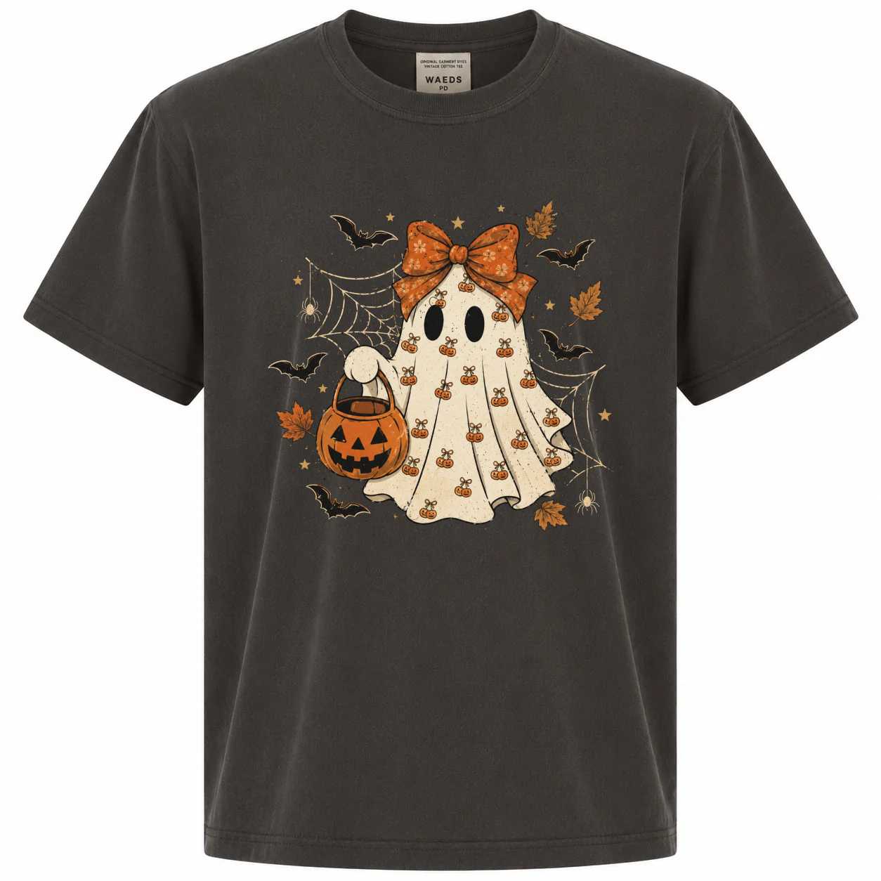 Coquette Bow Ghost T-Shirt Cute Pumpkin Fall Shirt for Women Spooky Season Aesthetic Graphic Tee