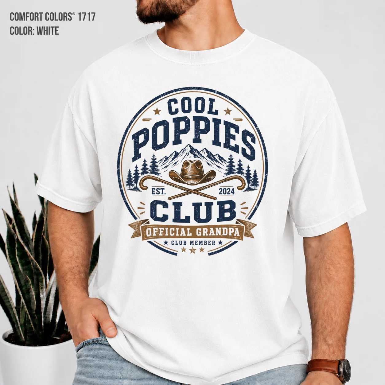 Cool Poppies Club Grandpa T-Shirt for Men - Funny Gift for Dads, Great for Father's Day