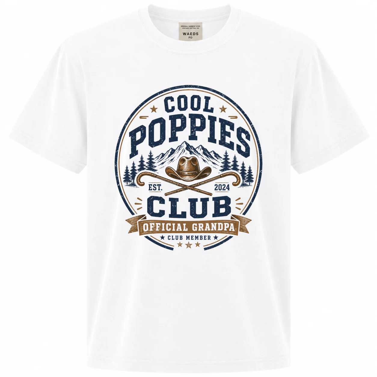 Cool Poppies Club Grandpa T-Shirt for Men - Funny Gift for Dads, Great for Father's Day