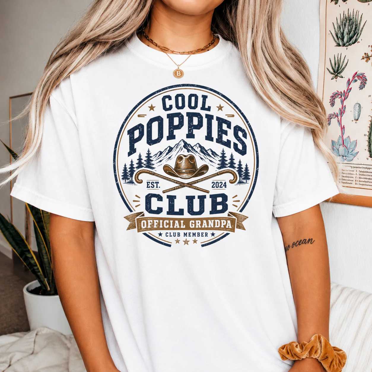 Cool Poppies Club Grandpa T-Shirt for Men - Funny Gift for Dads, Great for Father's Day