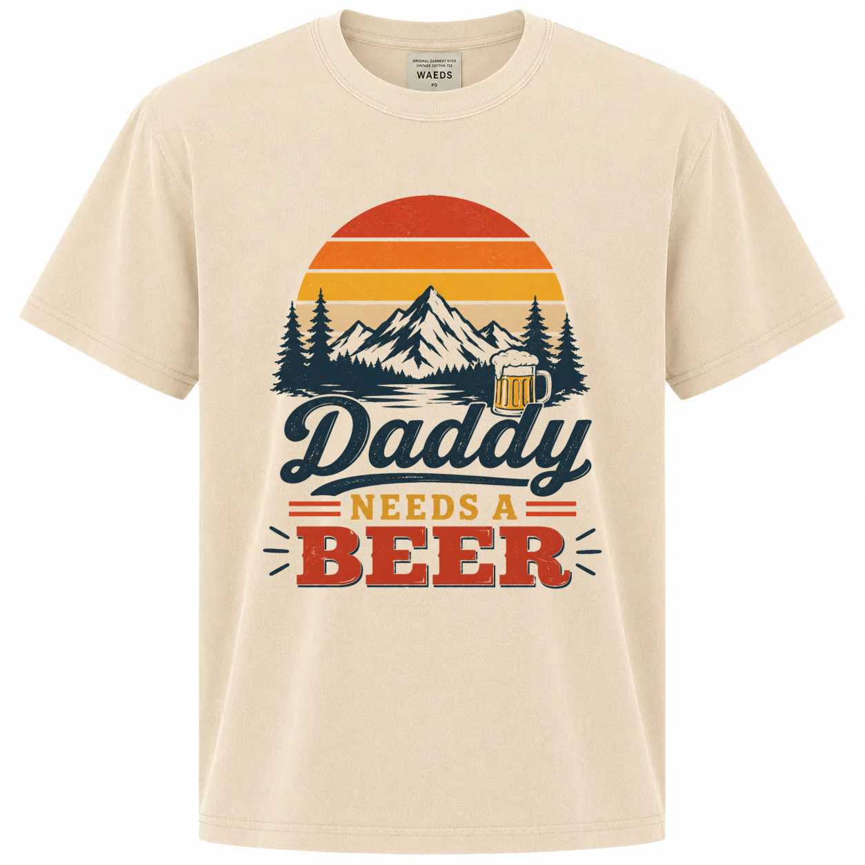Daddy Needs A Beer Comfort Colors T-Shirt for Men - Funny Retro Mountain Graphic Tee Gift for Dad
