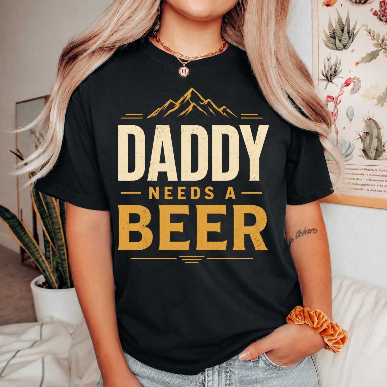 Daddy Needs A Beer T-Shirt for Dads - Funny Gift for Beer Lovers, Retro Style