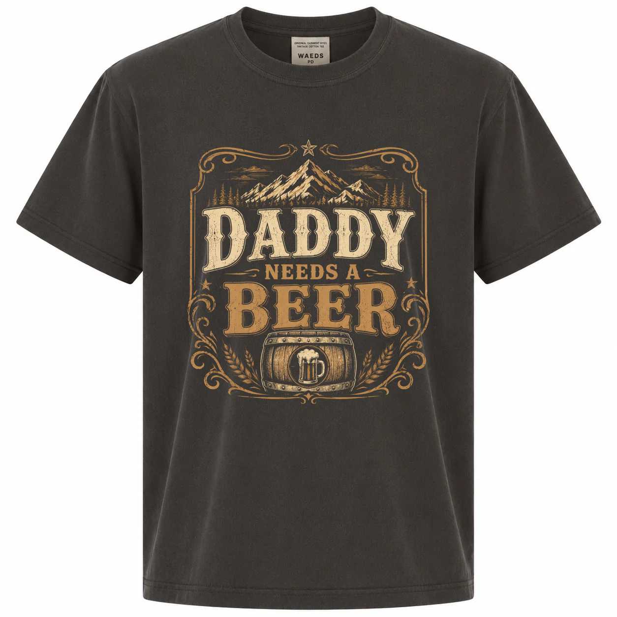 Daddy Needs A Beer Comfort Colors T-Shirt for Men - Funny Retro Mountain Graphic Tee for Dads