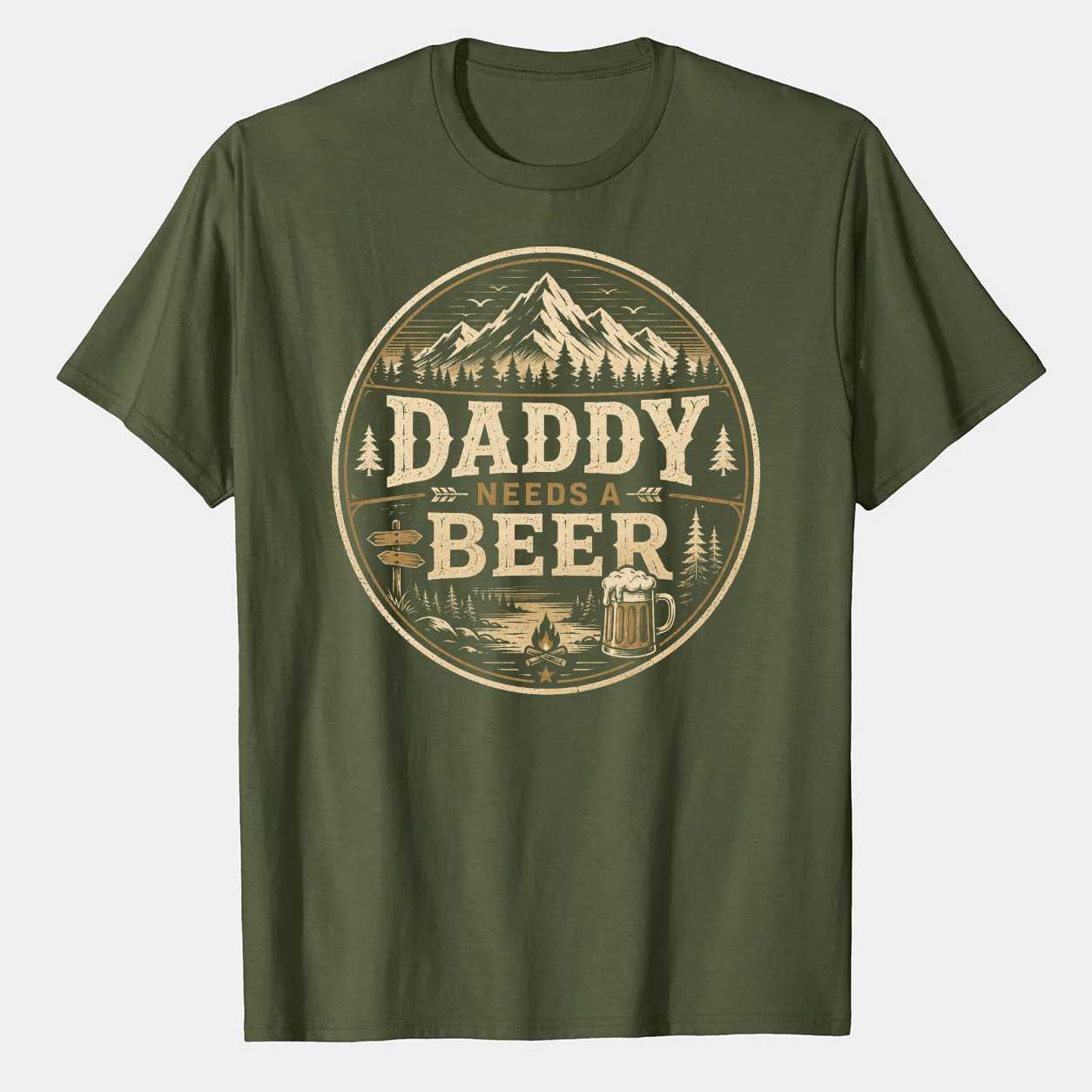 Daddy Needs A Beer T-Shirt for Dads - Funny Retro Mountain Beer Gear