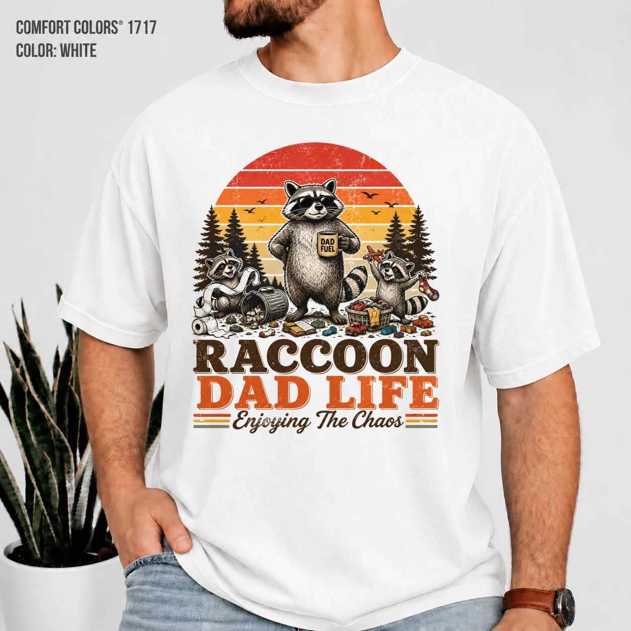 Raccoon Dad Life T-Shirt for Men - Enjoying The Chaos, Fun Gift