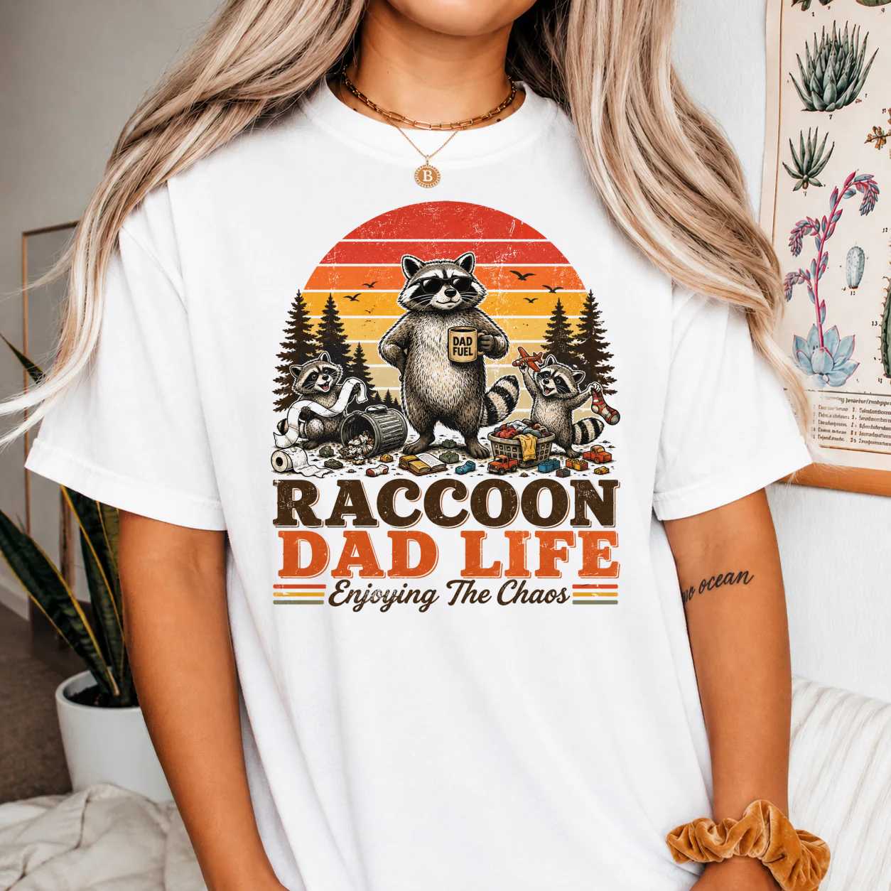 Raccoon Dad Life T-Shirt for Men - Enjoying The Chaos, Fun Gift