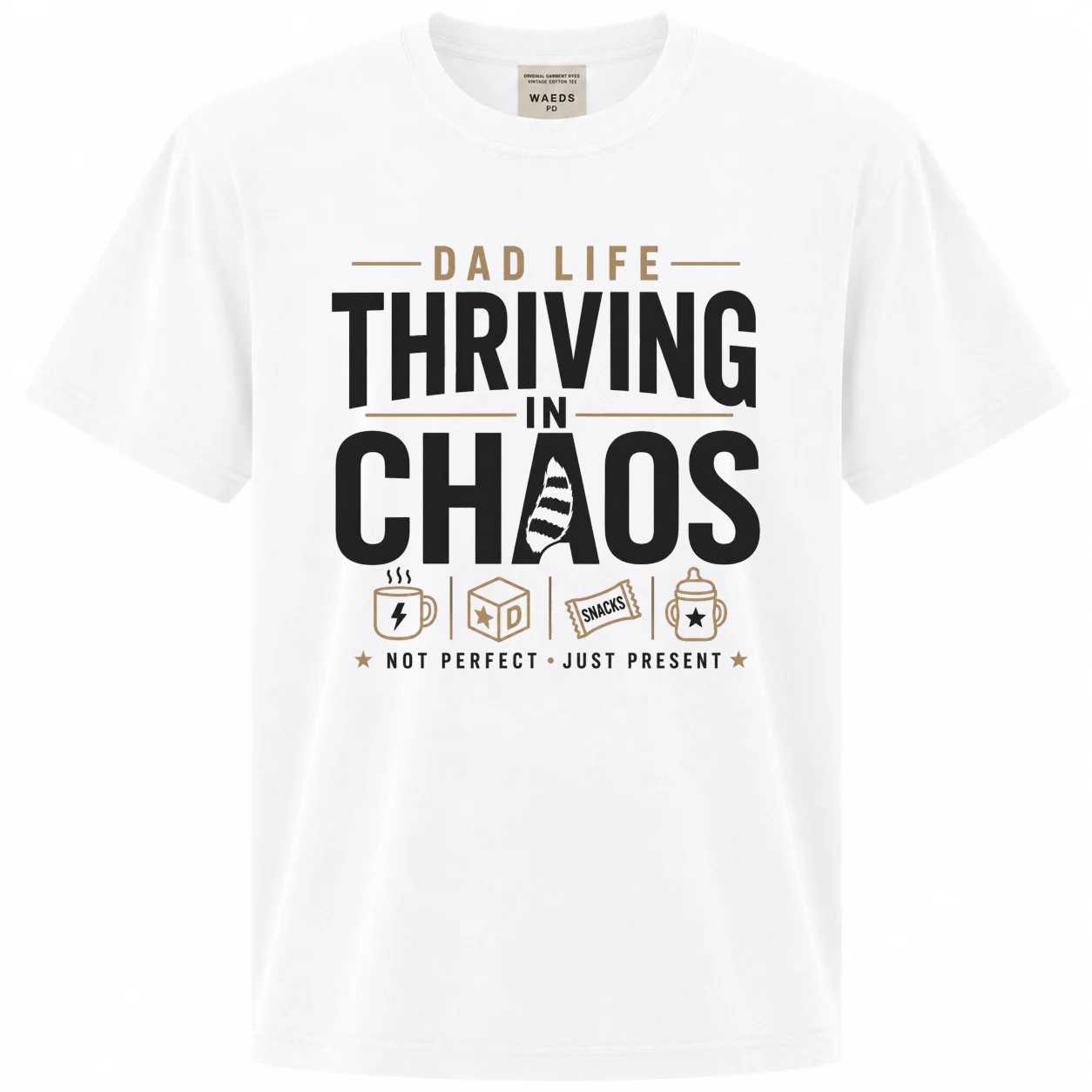 Thriving In Chaos Dad Life Raccoon T-Shirt for Men Funny Fatherhood Graphic Tee