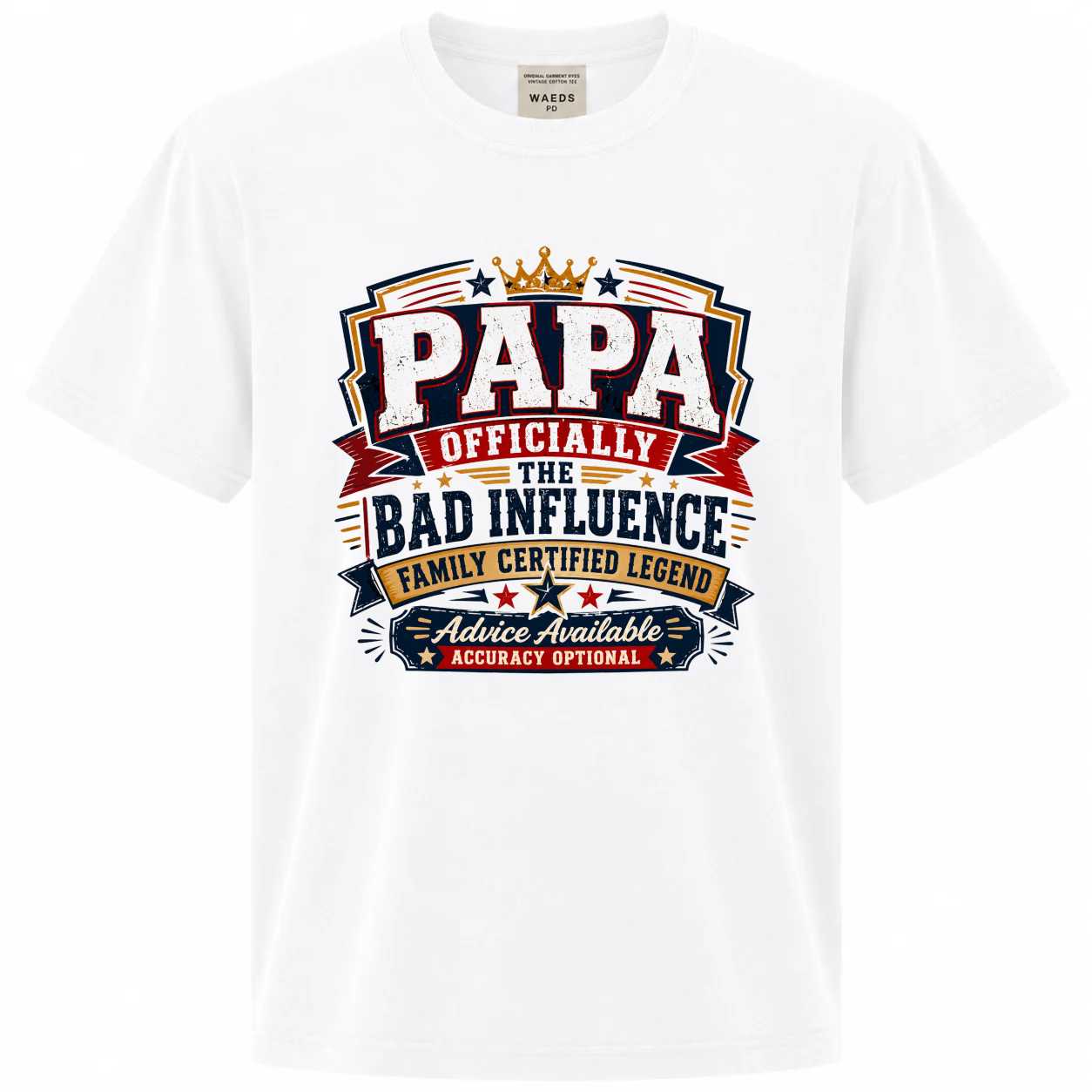 Papa The Man The Myth The Bad Influence T-Shirt for Dads - Funny Gift, Family Legend