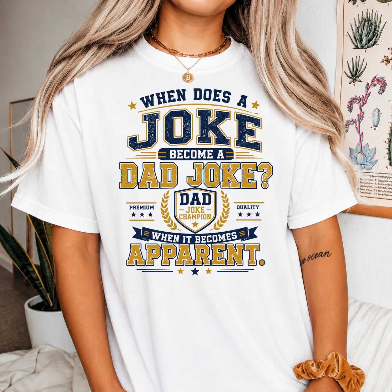 When Does A Joke Become A Dad Joke T-Shirt for Men Funny Apparent Pun Tee