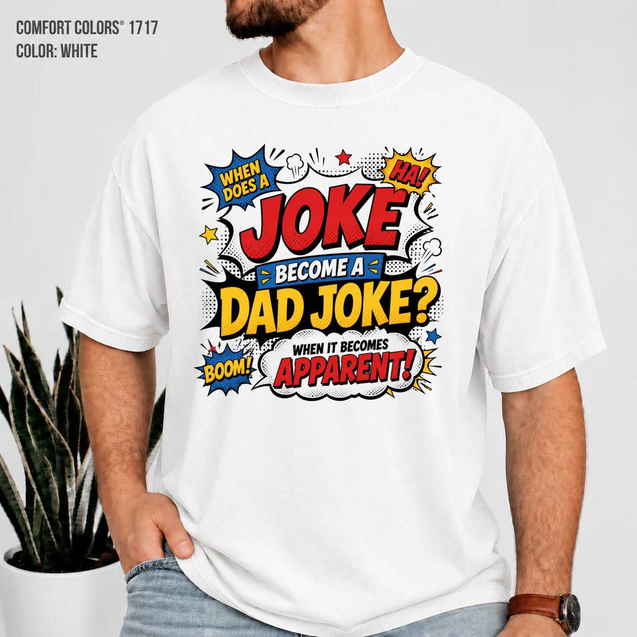 When Does A Joke Become A Dad Joke T-Shirt for Men Funny Fatherhood Pun Graphic Tee