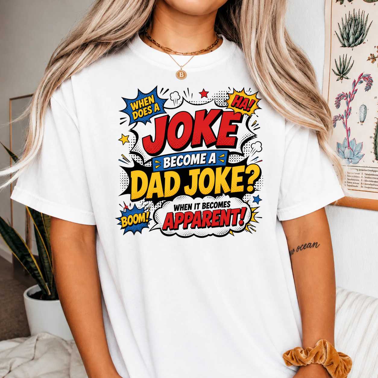 When Does A Joke Become A Dad Joke T-Shirt for Men Funny Fatherhood Pun Graphic Tee